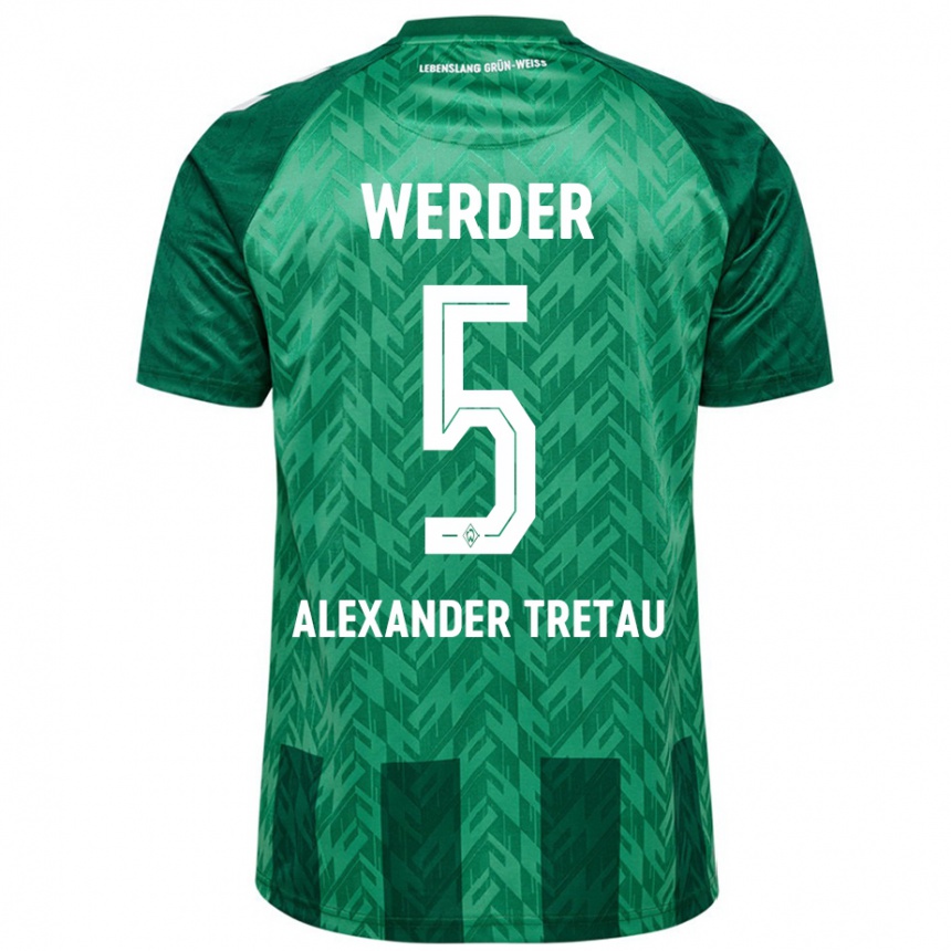 Kids Football Hans Alexander Tretau #5 Green Home Jersey 2024/25 T-Shirt Uk