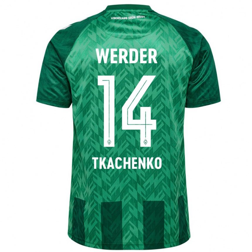 Kids Football Oleksandr Tkachenko #14 Green Home Jersey 2024/25 T-Shirt Uk