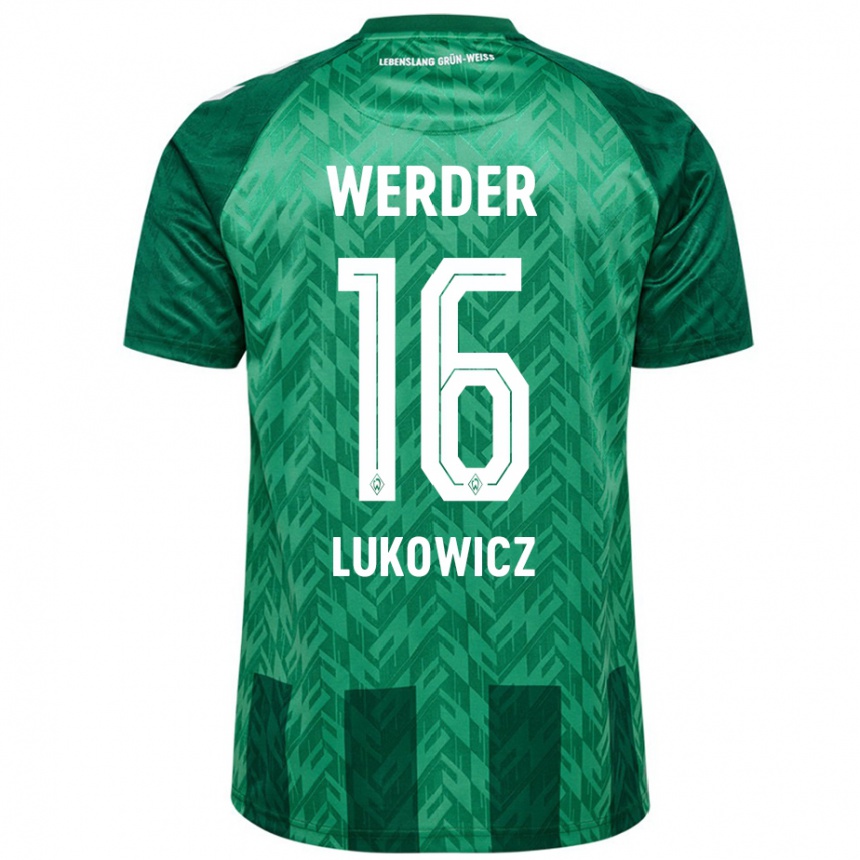 Kids Football Maik Lukowicz #16 Green Home Jersey 2024/25 T-Shirt Uk