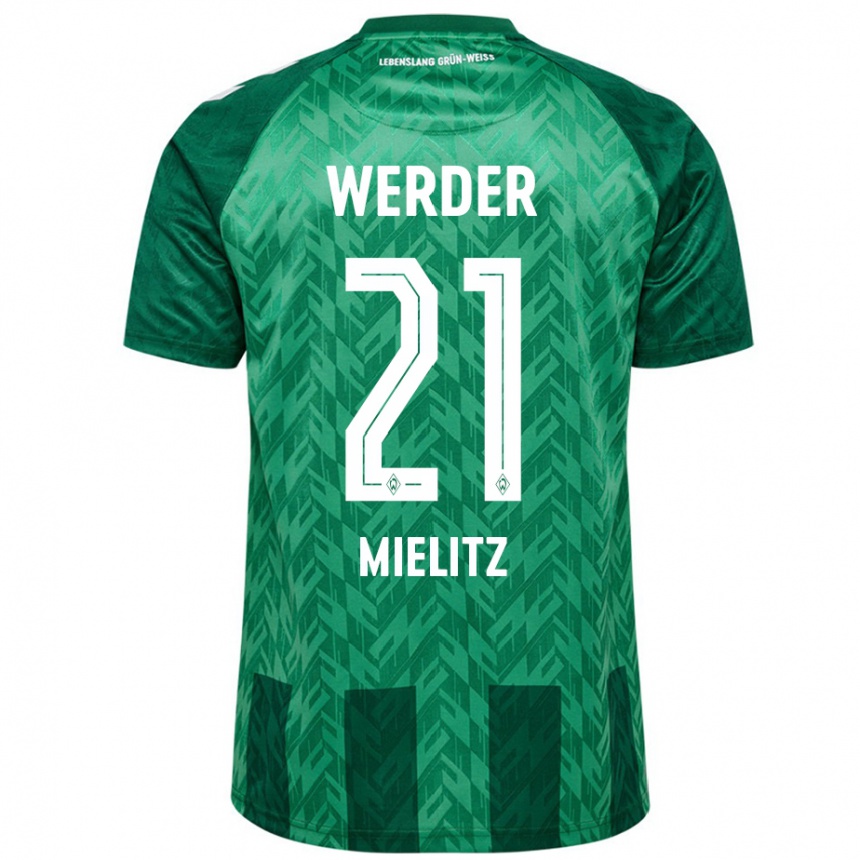 Kids Football Sebastian Mielitz #21 Green Home Jersey 2024/25 T-Shirt Uk