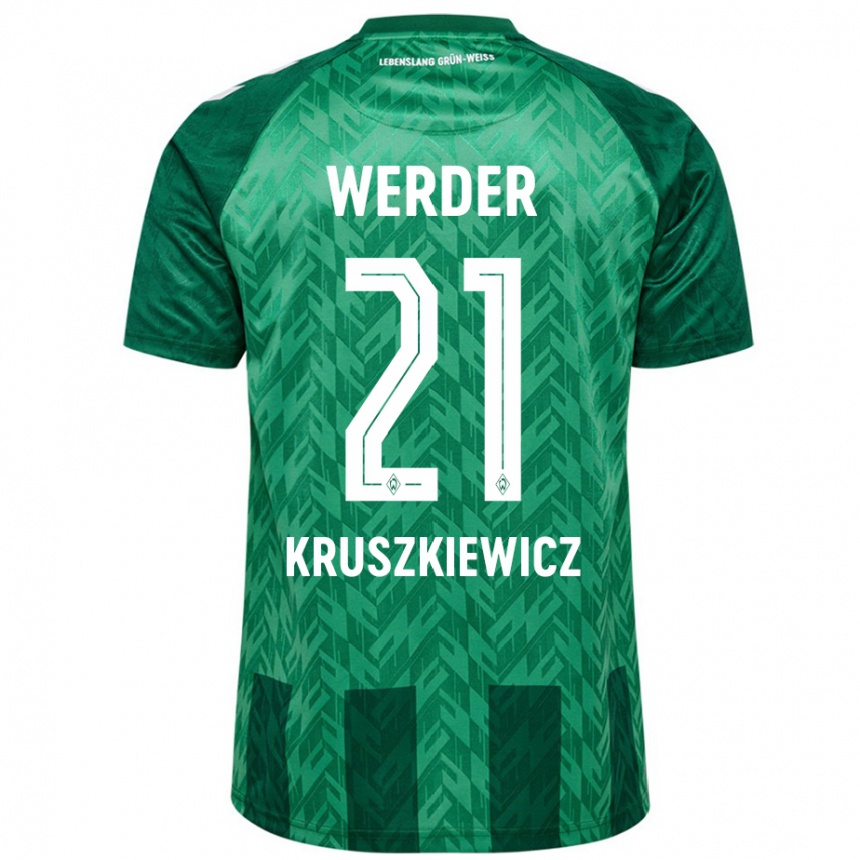 Kids Football Jakub Kruszkiewicz #21 Green Home Jersey 2024/25 T-Shirt Uk