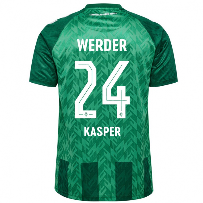 Kids Football Dominik Kasper #24 Green Home Jersey 2024/25 T-Shirt Uk