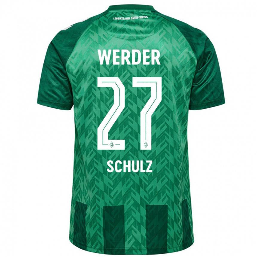 Kids Football Ole Schulz #27 Green Home Jersey 2024/25 T-Shirt Uk