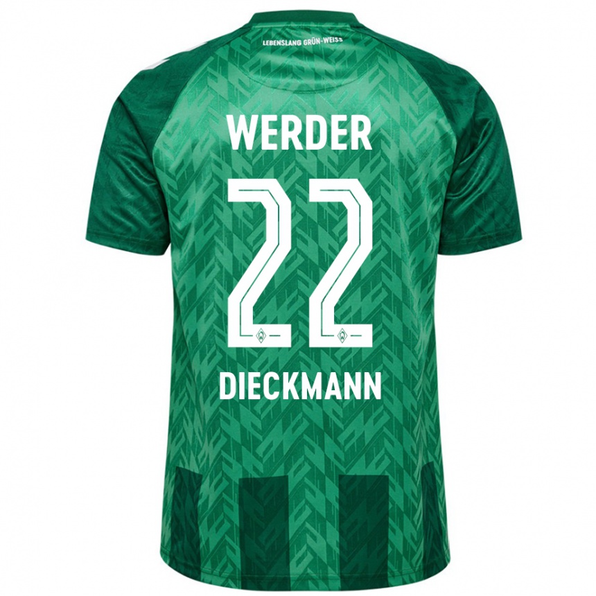 Kids Football Rieke Dieckmann #22 Green Home Jersey 2024/25 T-Shirt Uk