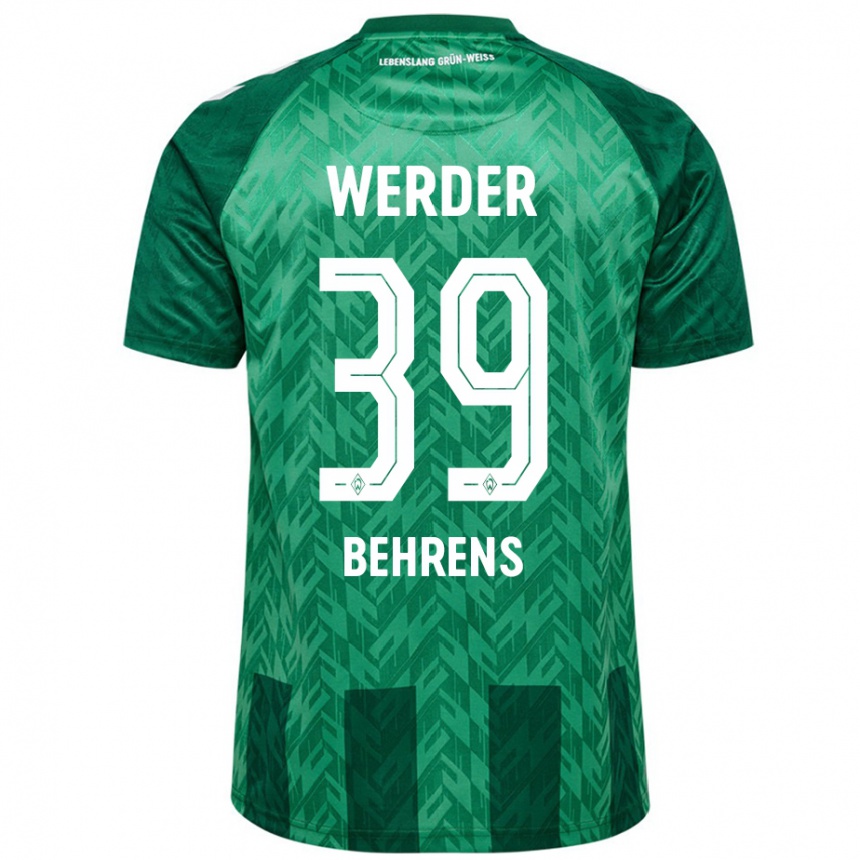 Kids Football Jette Behrens #39 Green Home Jersey 2024/25 T-Shirt Uk