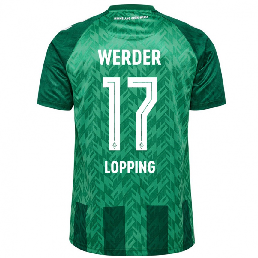 Kids Football Jakob Löpping #17 Green Home Jersey 2024/25 T-Shirt Uk