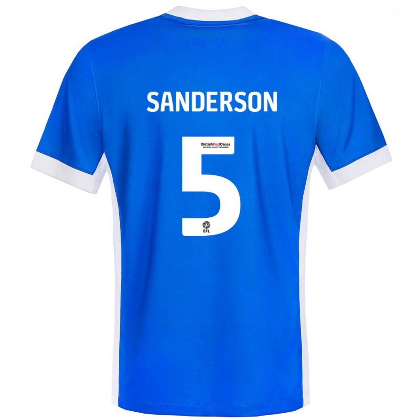 Kids Football Dion Sanderson #5 Blue White Home Jersey 2024/25 T-Shirt Uk