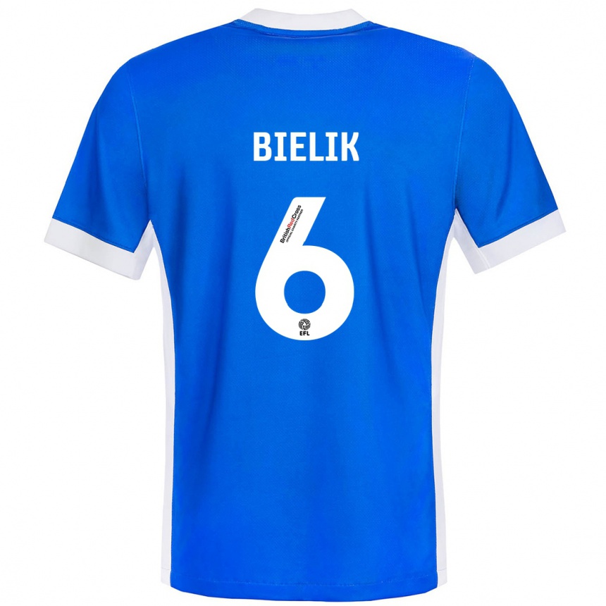 Kids Football Krystian Bielik #6 Blue White Home Jersey 2024/25 T-Shirt Uk