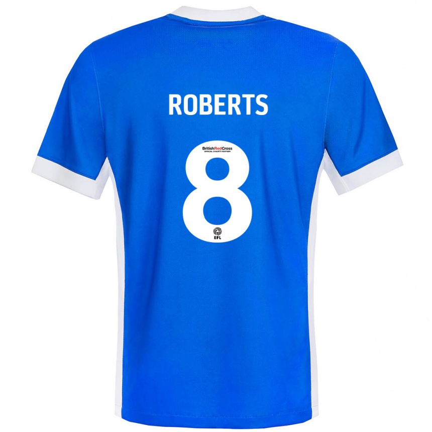 Kids Football Tyler Roberts #8 Blue White Home Jersey 2024/25 T-Shirt Uk