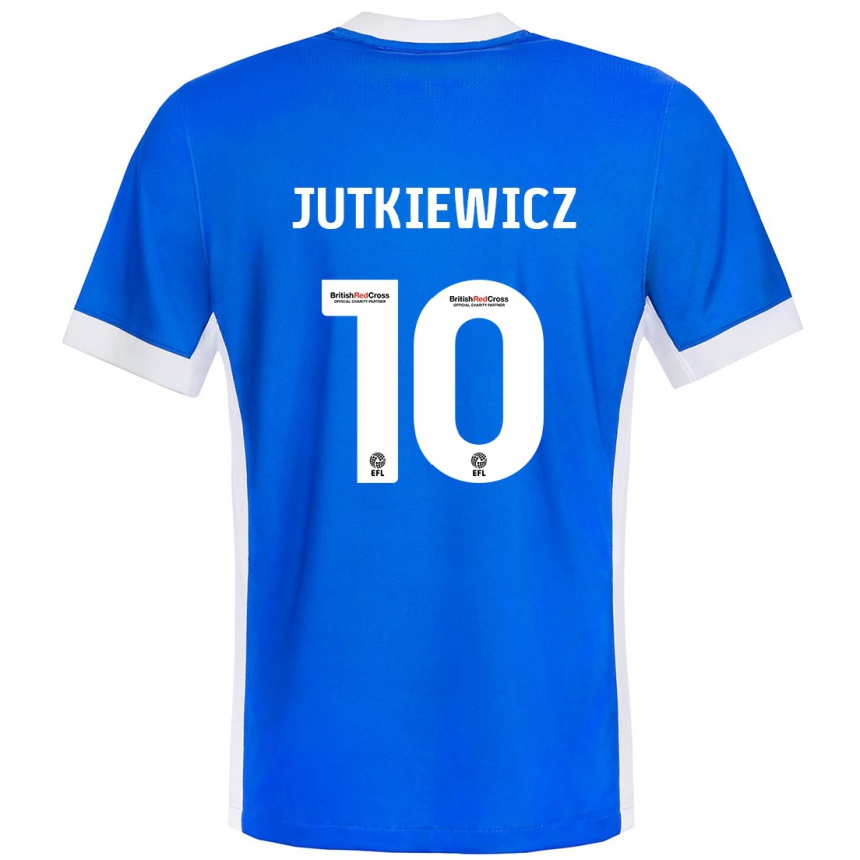 Kids Football Lukas Jutkiewicz #10 Blue White Home Jersey 2024/25 T-Shirt Uk