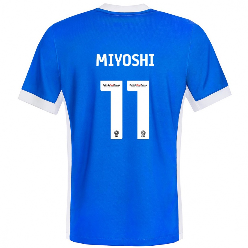 Kids Football Koji Miyoshi #11 Blue White Home Jersey 2024/25 T-Shirt Uk