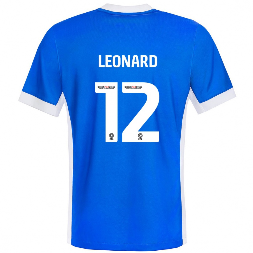 Kids Football Marc Leonard #12 Blue White Home Jersey 2024/25 T-Shirt Uk