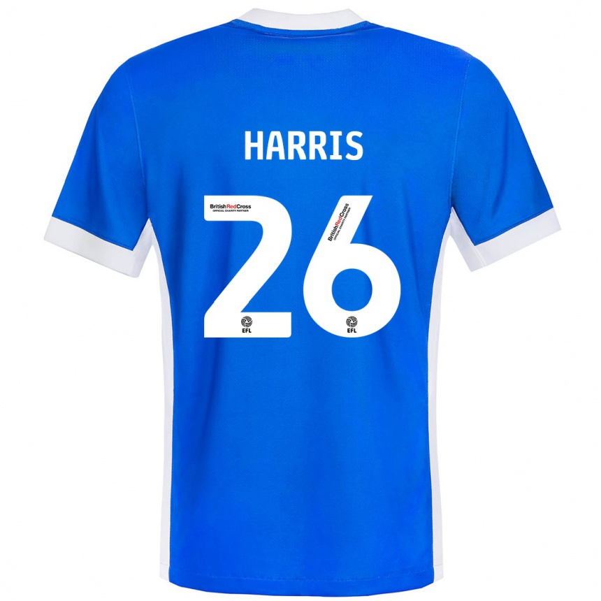 Kids Football Luke Harris #26 Blue White Home Jersey 2024/25 T-Shirt Uk