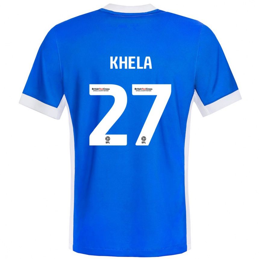 Kids Football Brandon Khela #27 Blue White Home Jersey 2024/25 T-Shirt Uk