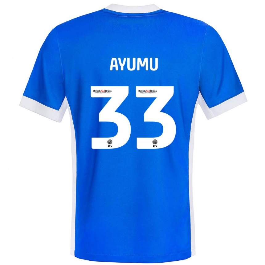 Kids Football Ayumu Yokoyama #33 Blue White Home Jersey 2024/25 T-Shirt Uk