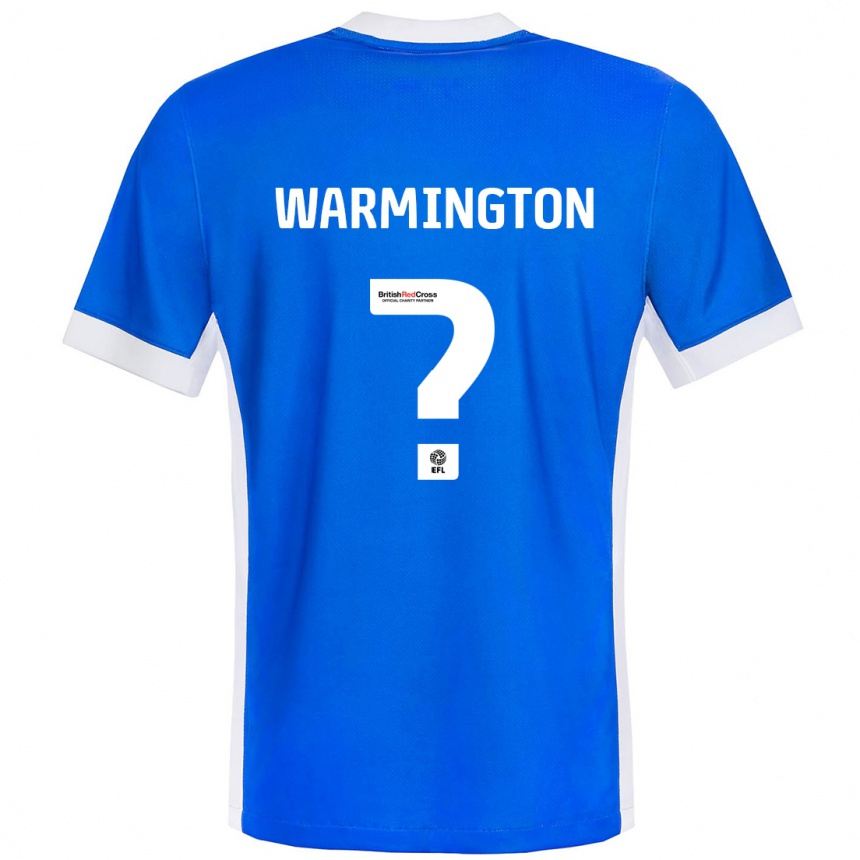 Kids Football Tyrese Warmington #0 Blue White Home Jersey 2024/25 T-Shirt Uk