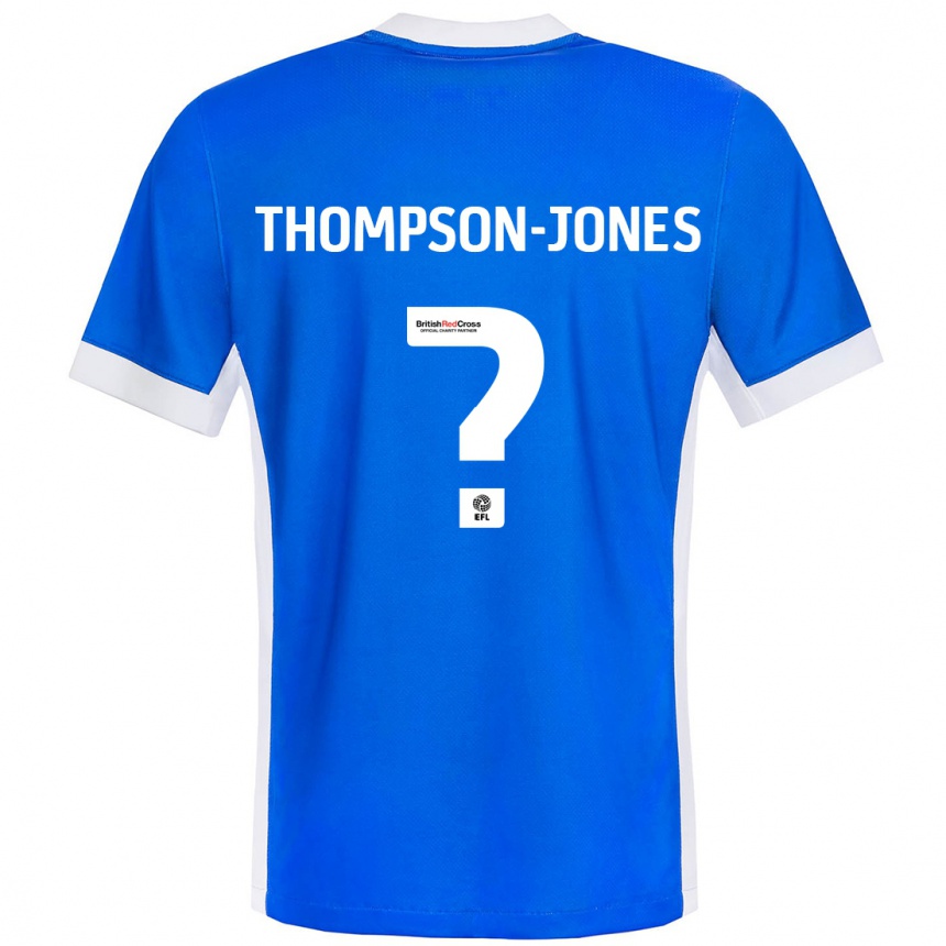 Kids Football Riquelme Thompson-Jones #0 Blue White Home Jersey 2024/25 T-Shirt Uk