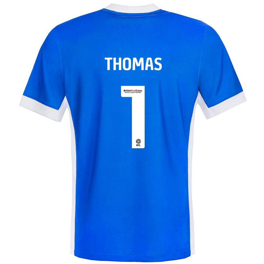 Kids Football Lucy Thomas #1 Blue White Home Jersey 2024/25 T-Shirt Uk