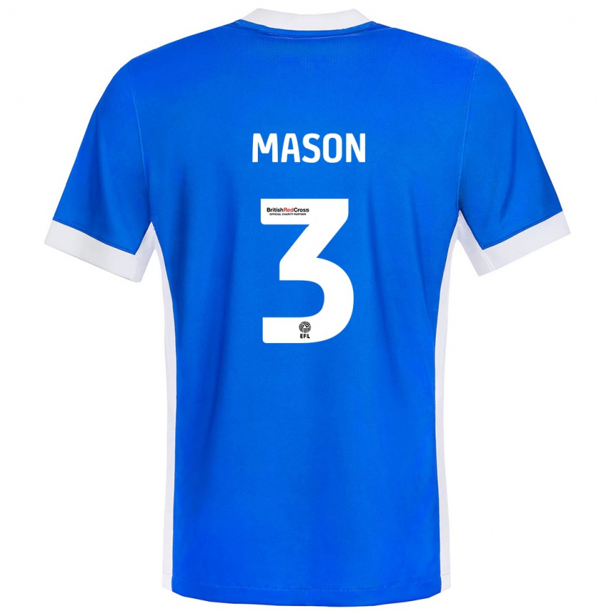 Kids Football Ellie Mason #3 Blue White Home Jersey 2024/25 T-Shirt Uk