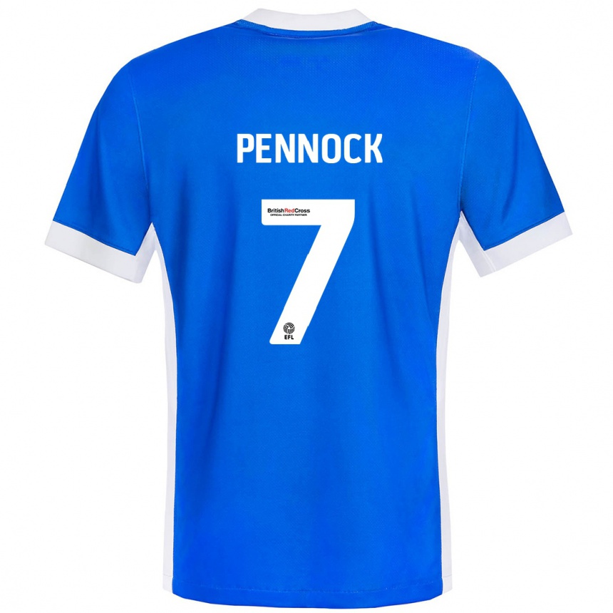 Kids Football Jade Pennock #7 Blue White Home Jersey 2024/25 T-Shirt Uk