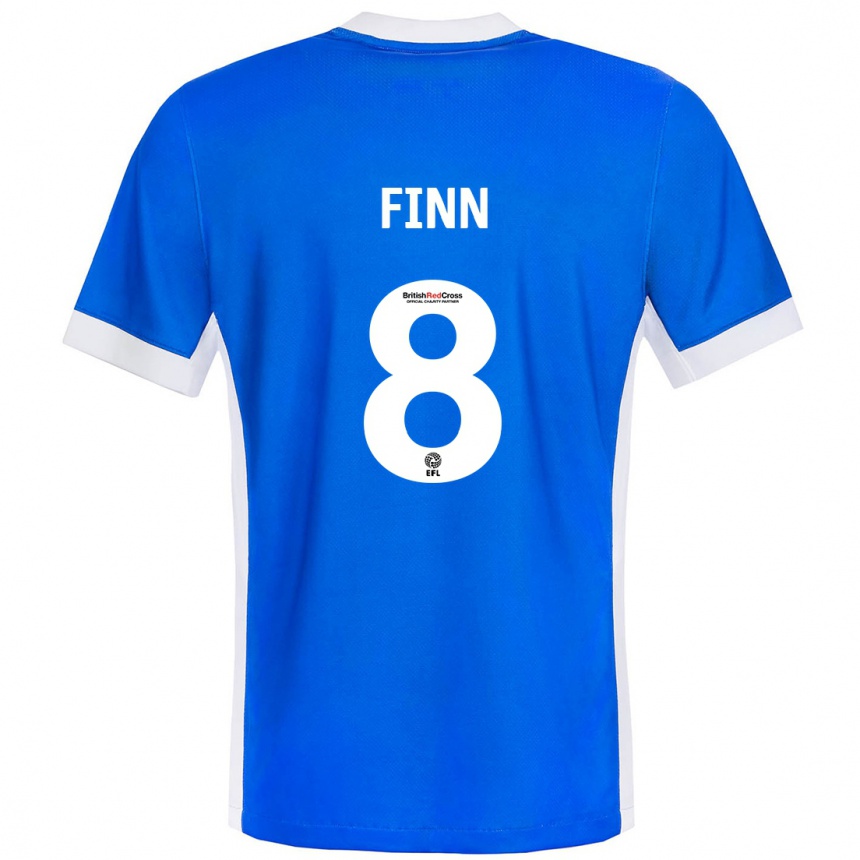 Kids Football Jamie Finn #8 Blue White Home Jersey 2024/25 T-Shirt Uk