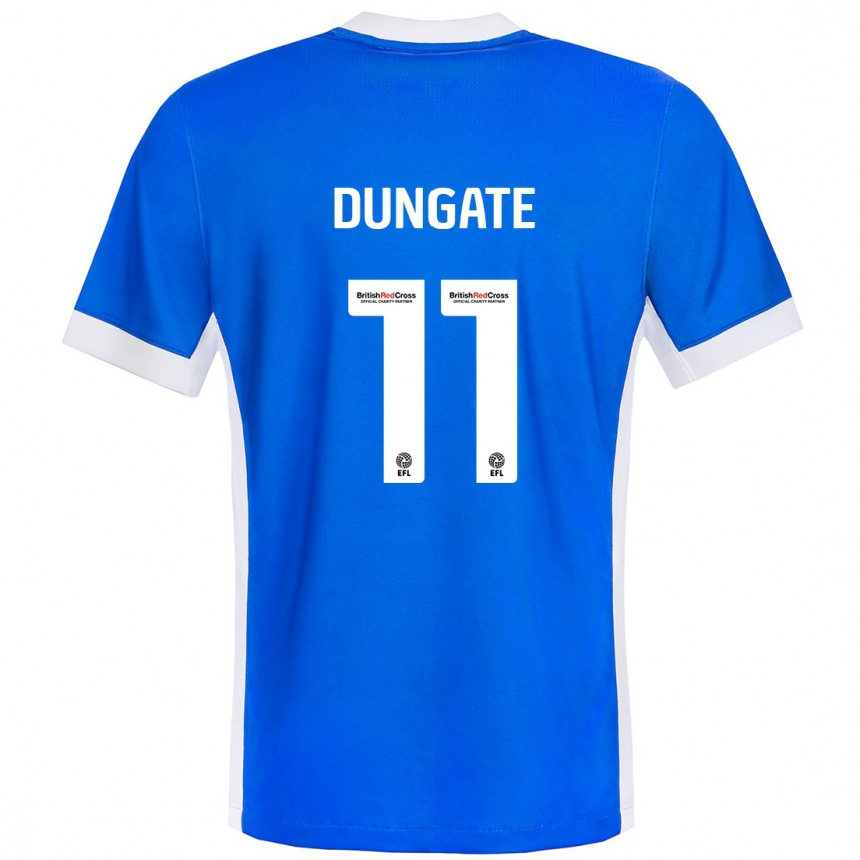 Kids Football Katie Dungate #11 Blue White Home Jersey 2024/25 T-Shirt Uk