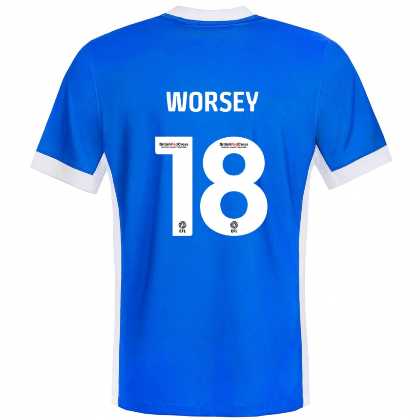 Kids Football Louanne Worsey #18 Blue White Home Jersey 2024/25 T-Shirt Uk