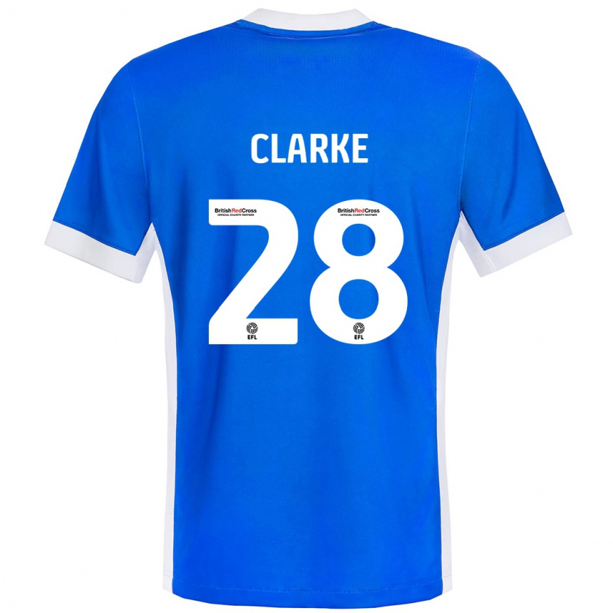 Kids Football Charlotte Clarke #28 Blue White Home Jersey 2024/25 T-Shirt Uk