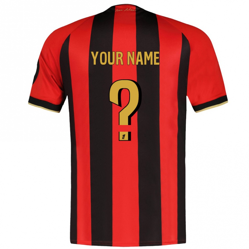 Kids Football Your Name #0 Red Black Home Jersey 2024/25 T-Shirt Uk