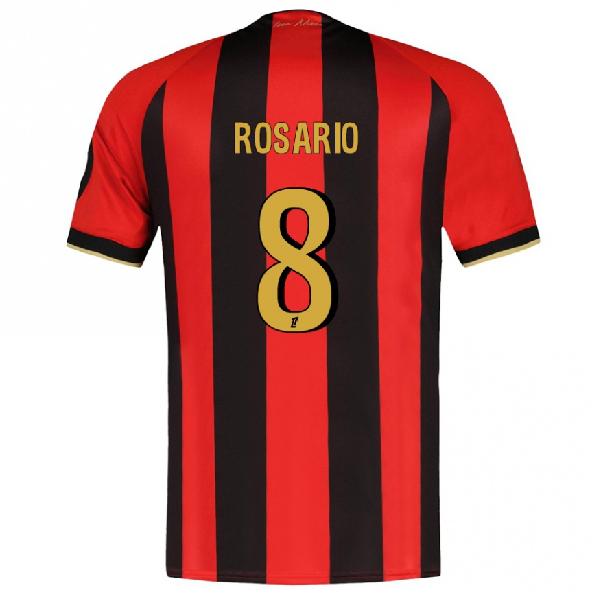 Kids Football Pablo Rosario #8 Red Black Home Jersey 2024/25 T-Shirt Uk