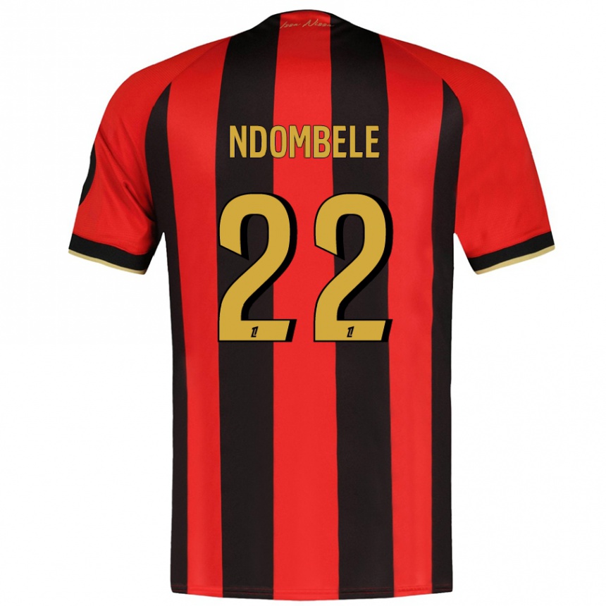 Kids Football Tanguy Ndombele #22 Red Black Home Jersey 2024/25 T-Shirt Uk