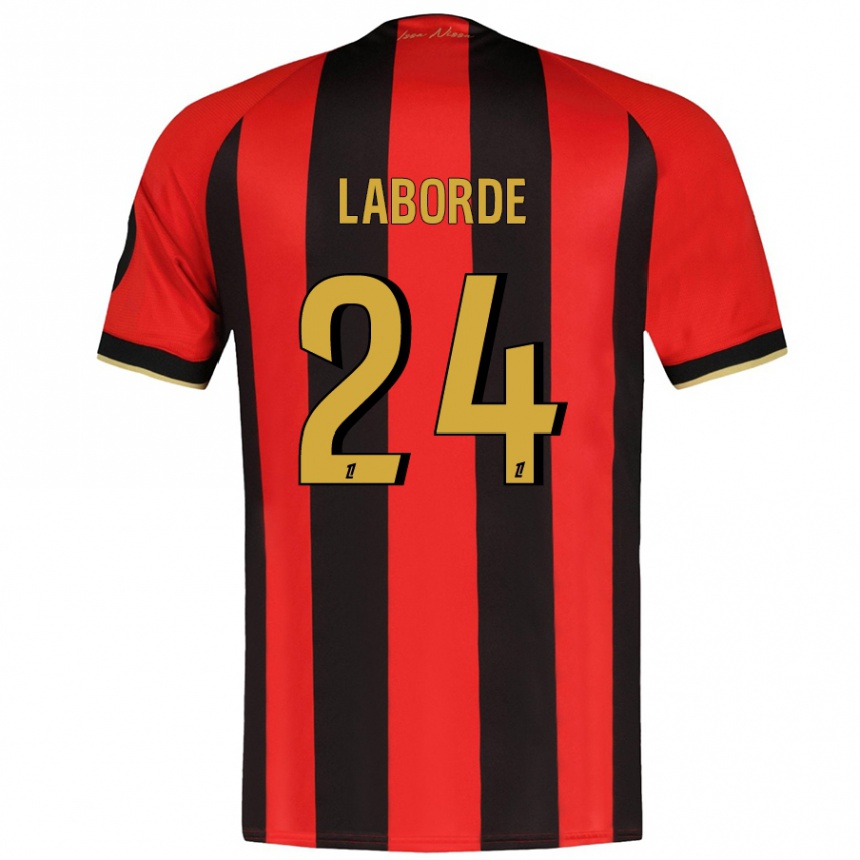 Kids Football Gaëtan Laborde #24 Red Black Home Jersey 2024/25 T-Shirt Uk