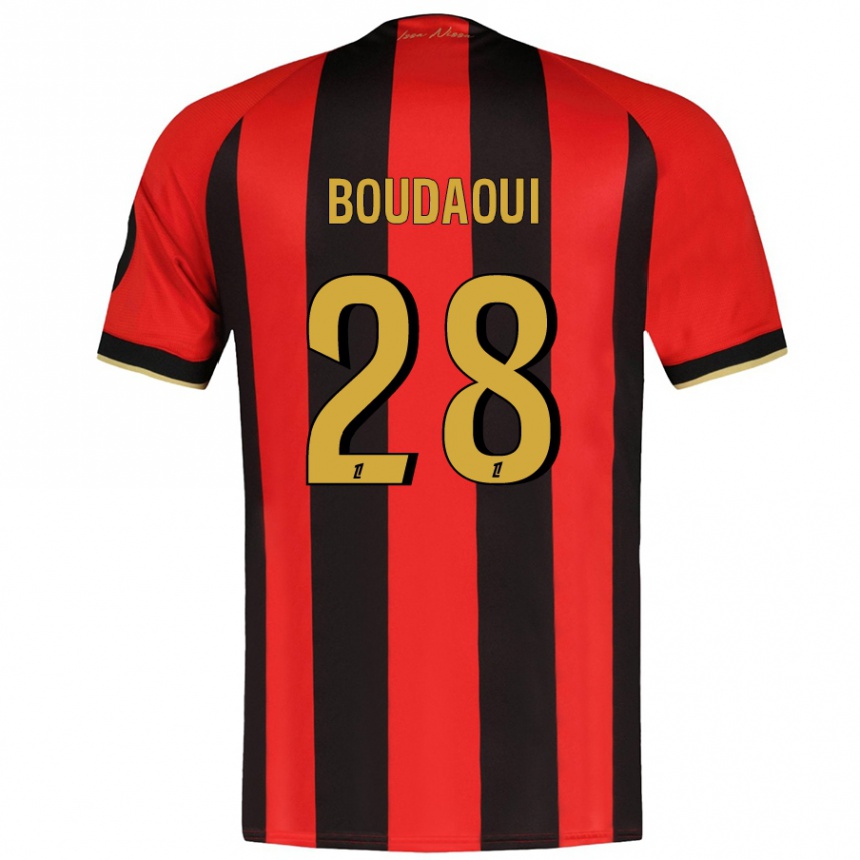 Kids Football Hicham Boudaoui #28 Red Black Home Jersey 2024/25 T-Shirt Uk