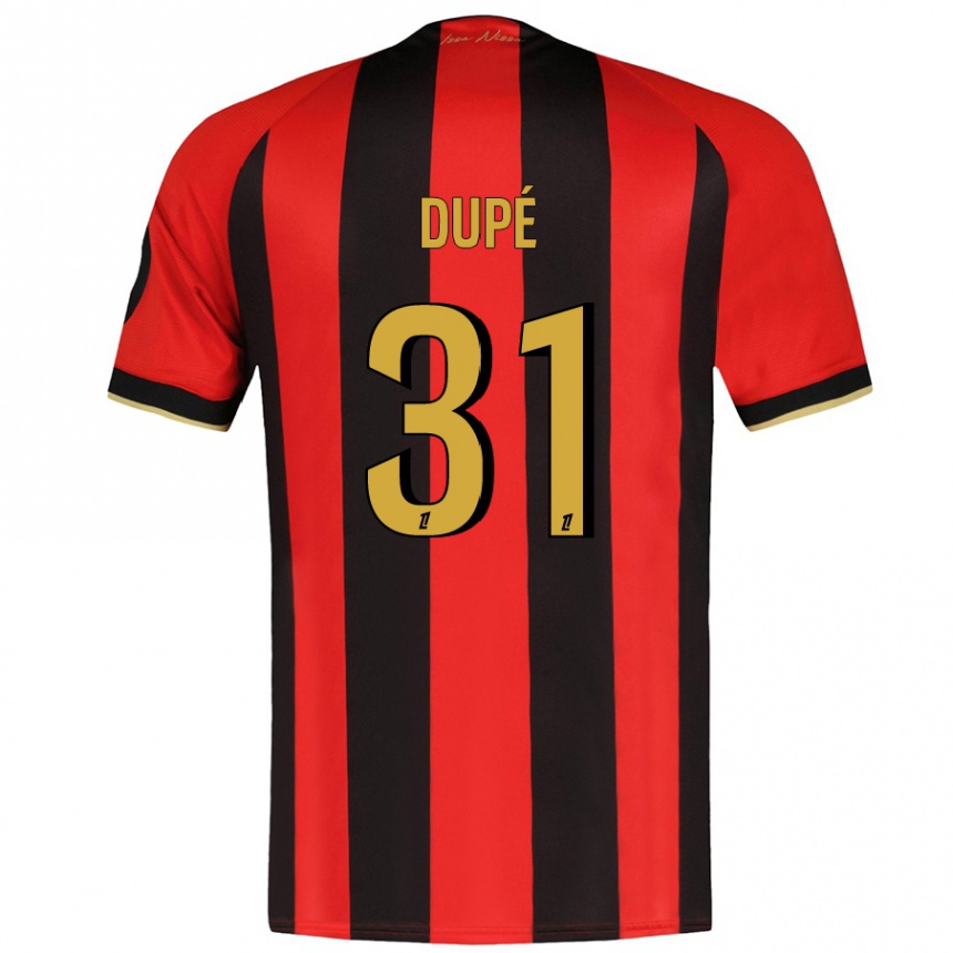 Kids Football Maxime Dupé #31 Red Black Home Jersey 2024/25 T-Shirt Uk