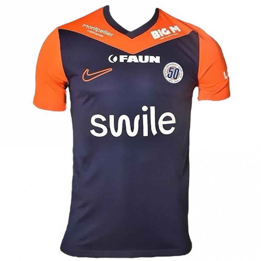 Kids Football Téji Savanier #11 Navy Blue Orange Home Jersey 2024/25 T-Shirt Uk