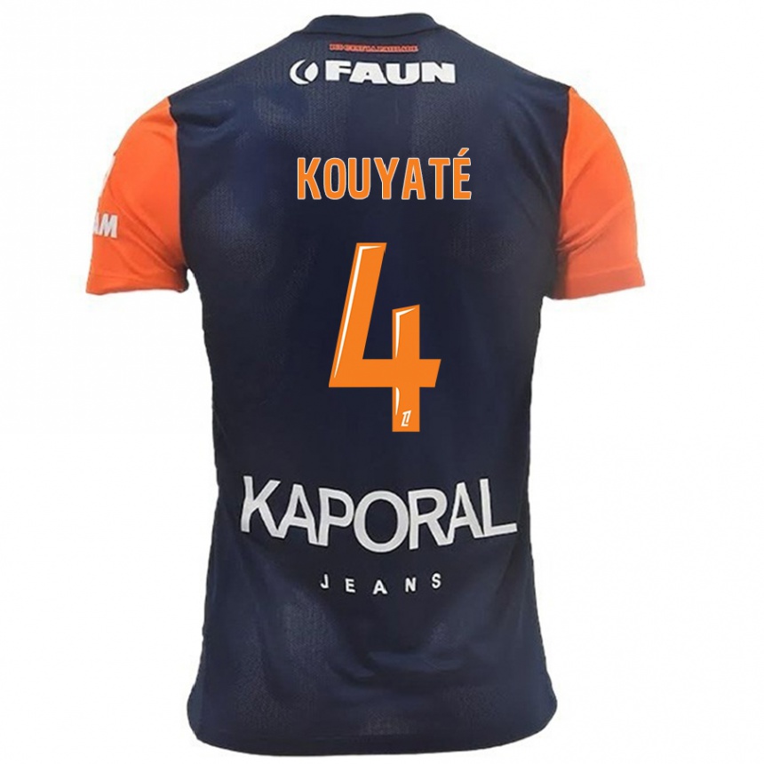 Kids Football Kiki Kouyaté #4 Navy Blue Orange Home Jersey 2024/25 T-Shirt Uk