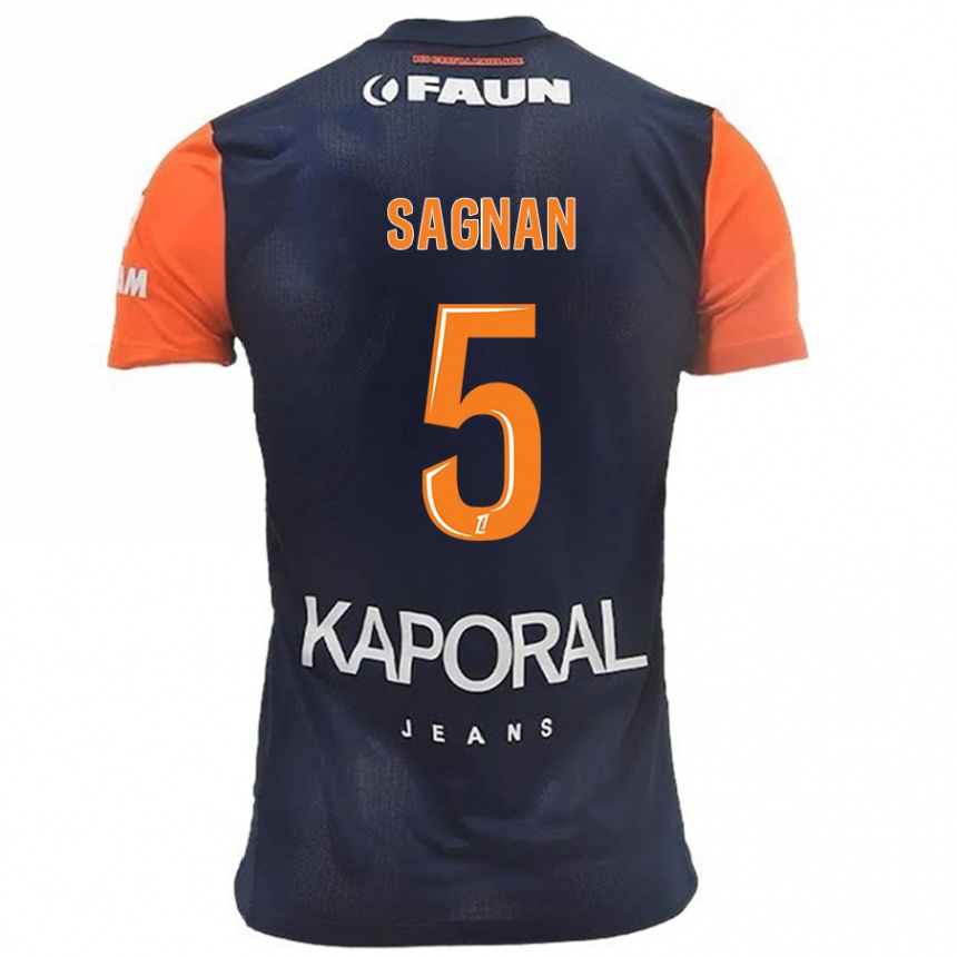 Kids Football Modibo Sagnan #5 Navy Blue Orange Home Jersey 2024/25 T-Shirt Uk