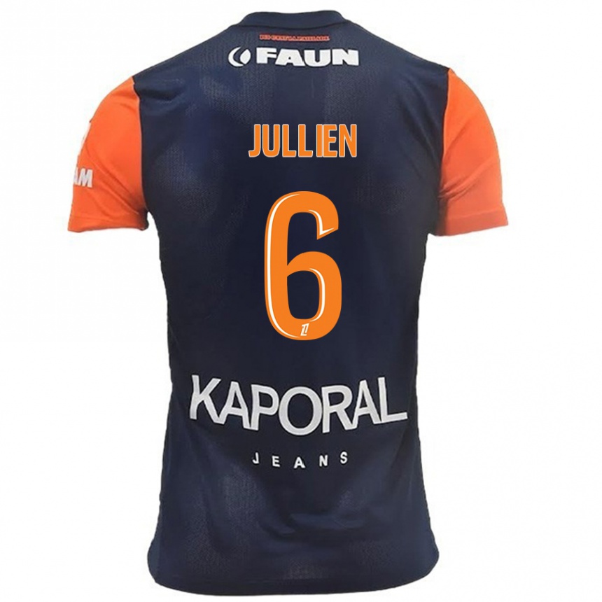 Kids Football Christopher Jullien #6 Navy Blue Orange Home Jersey 2024/25 T-Shirt Uk