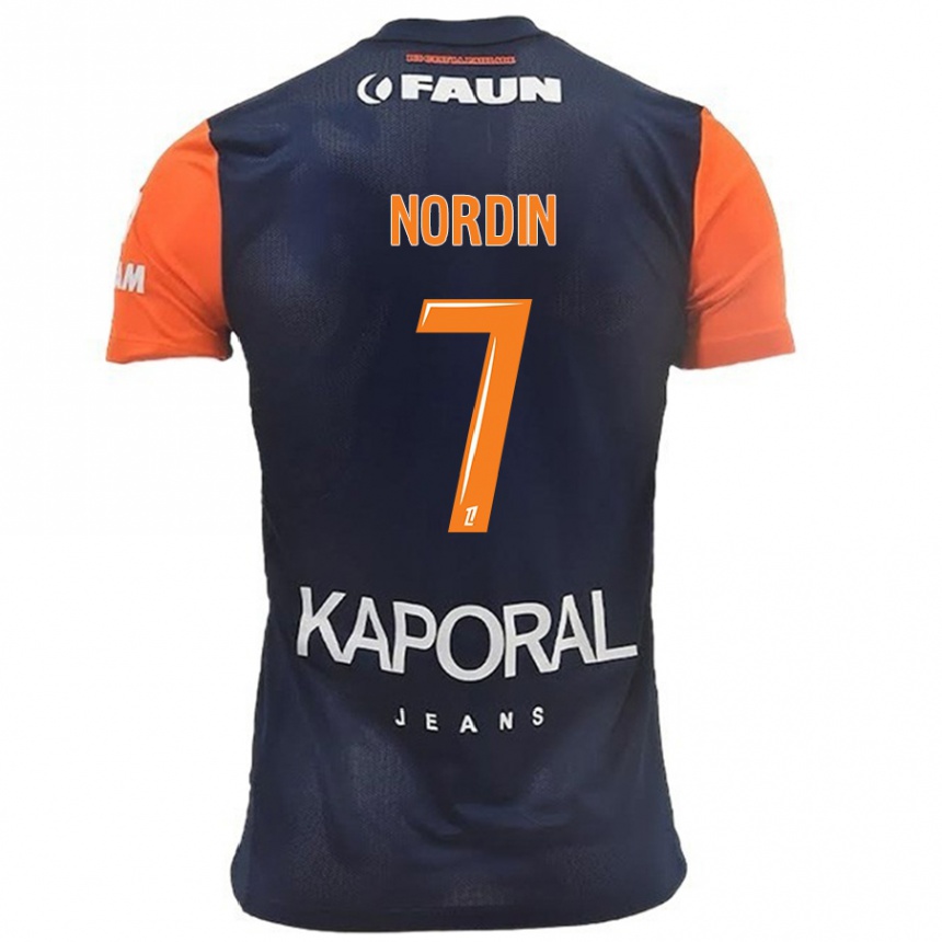 Kids Football Arnaud Nordin #7 Navy Blue Orange Home Jersey 2024/25 T-Shirt Uk