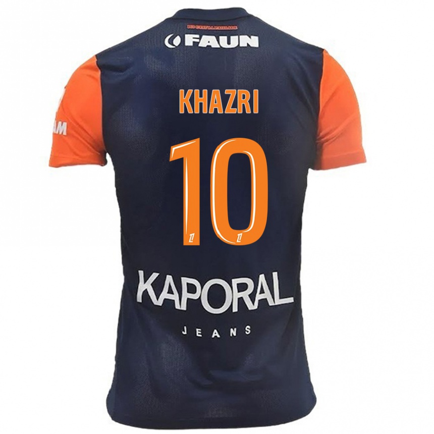 Kids Football Wahbi Khazri #10 Navy Blue Orange Home Jersey 2024/25 T-Shirt Uk