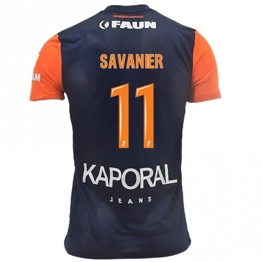 Kids Football Téji Savanier #11 Navy Blue Orange Home Jersey 2024/25 T-Shirt Uk