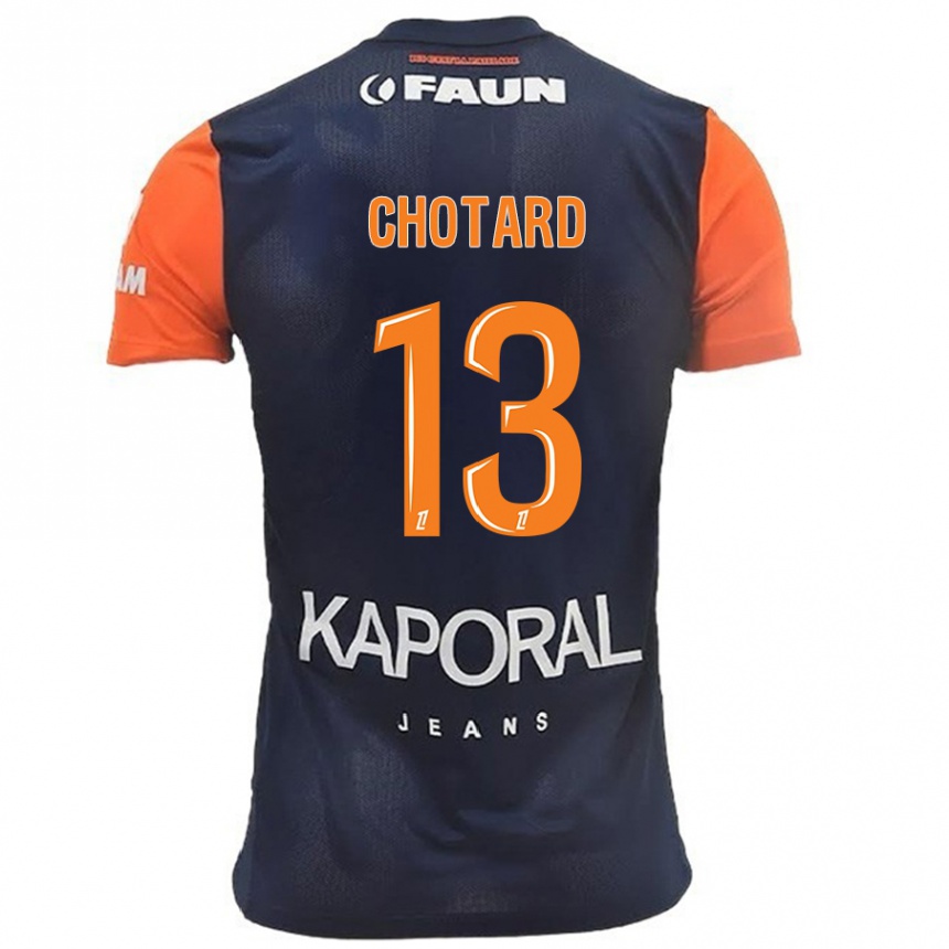 Kids Football Joris Chotard #13 Navy Blue Orange Home Jersey 2024/25 T-Shirt Uk