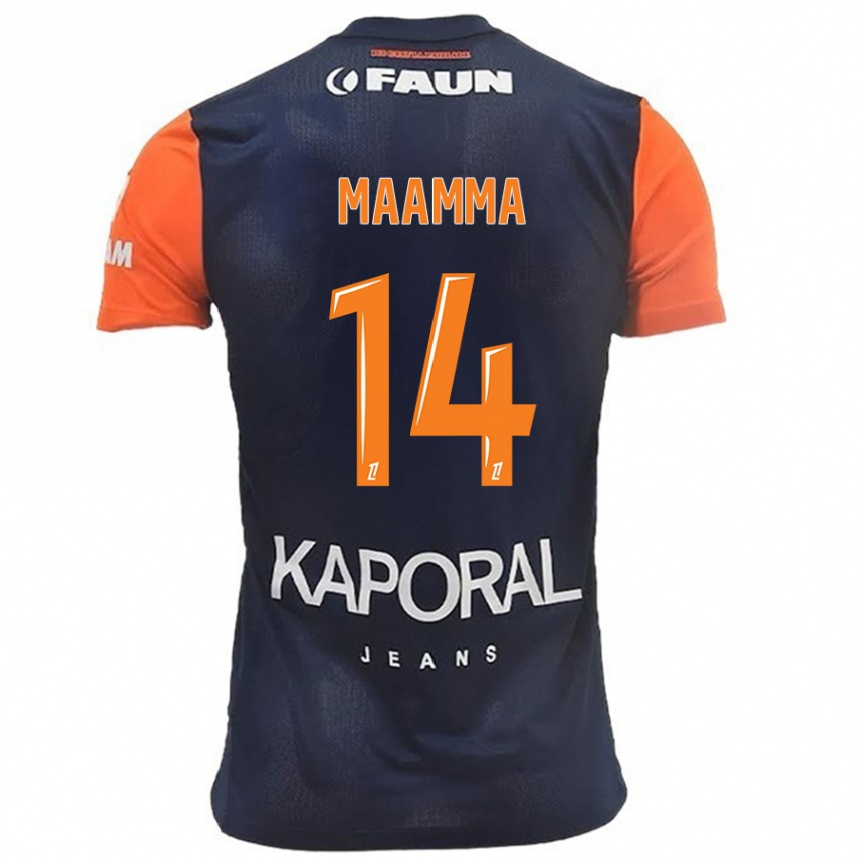 Kids Football Othmane Maamma #14 Navy Blue Orange Home Jersey 2024/25 T-Shirt Uk