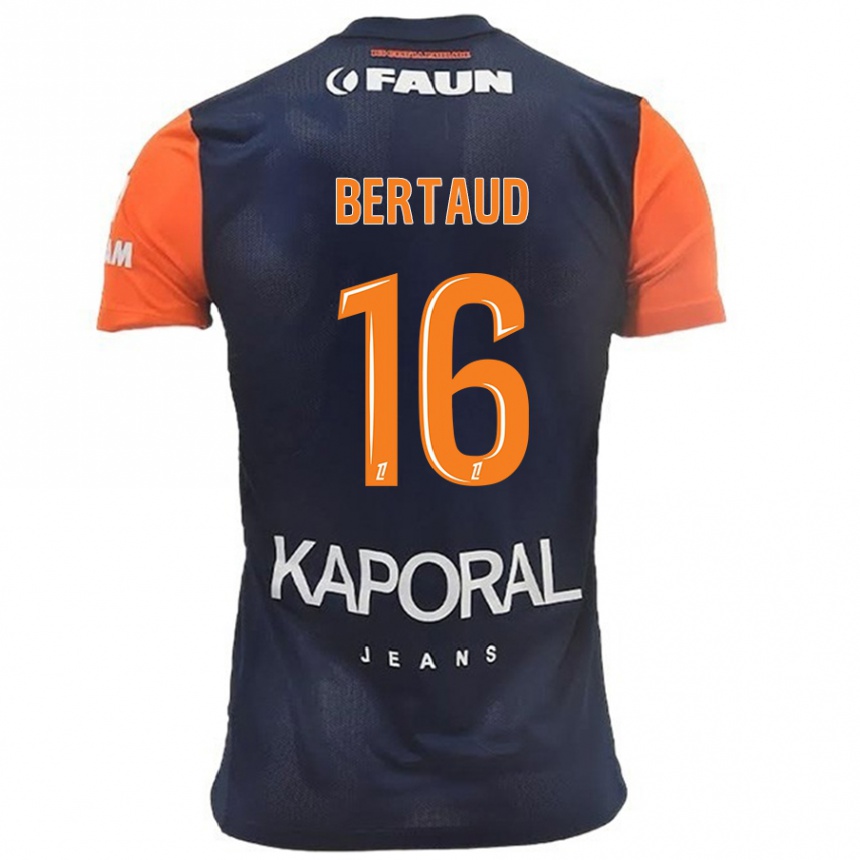 Kids Football Dimitry Bertaud #16 Navy Blue Orange Home Jersey 2024/25 T-Shirt Uk