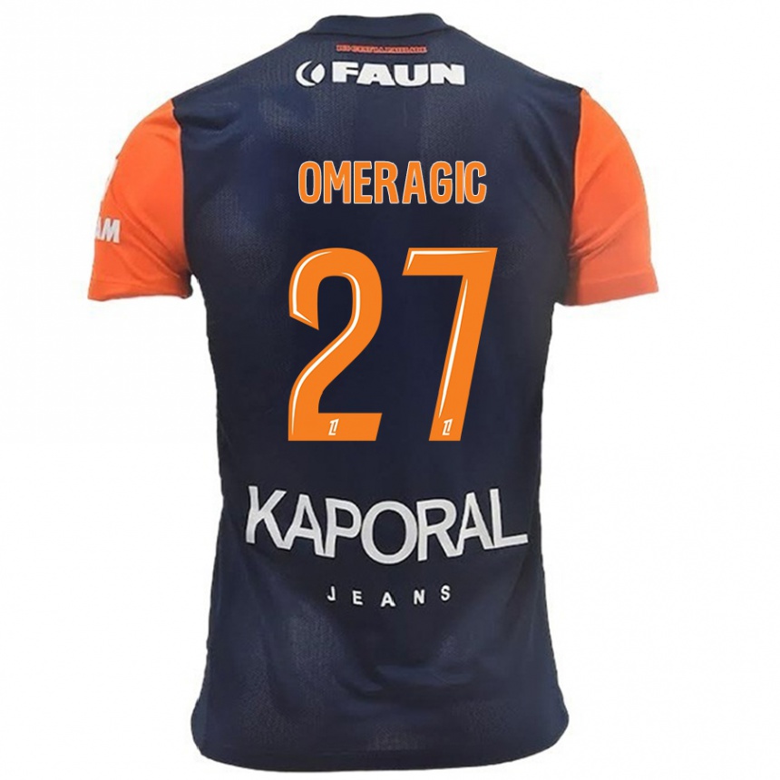 Kids Football Becir Omeragic #27 Navy Blue Orange Home Jersey 2024/25 T-Shirt Uk