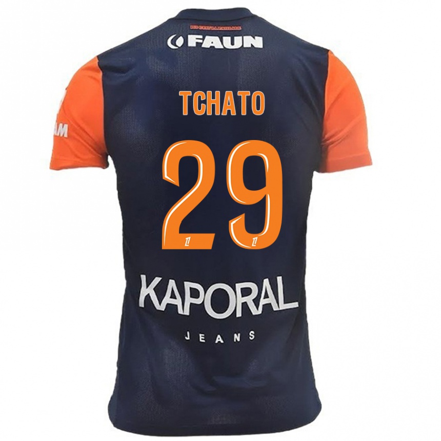 Kids Football Enzo Tchato #29 Navy Blue Orange Home Jersey 2024/25 T-Shirt Uk