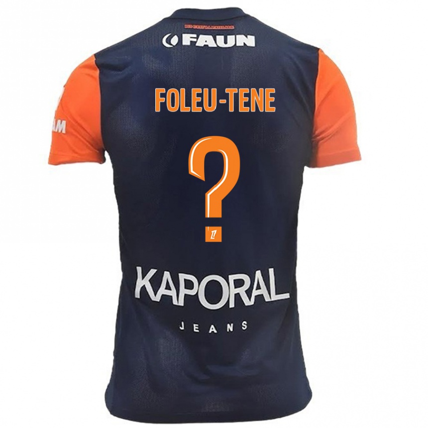 Kids Football Kévin Foleu-Tene #0 Navy Blue Orange Home Jersey 2024/25 T-Shirt Uk