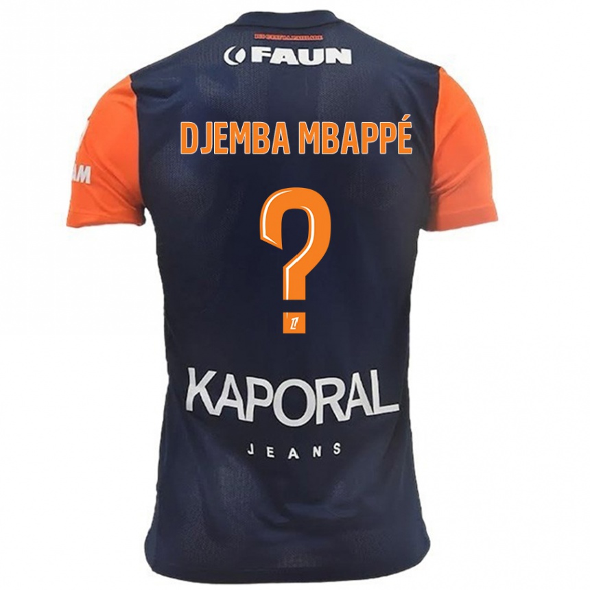 Kids Football Yvan Djemba Mbappé #0 Navy Blue Orange Home Jersey 2024/25 T-Shirt Uk