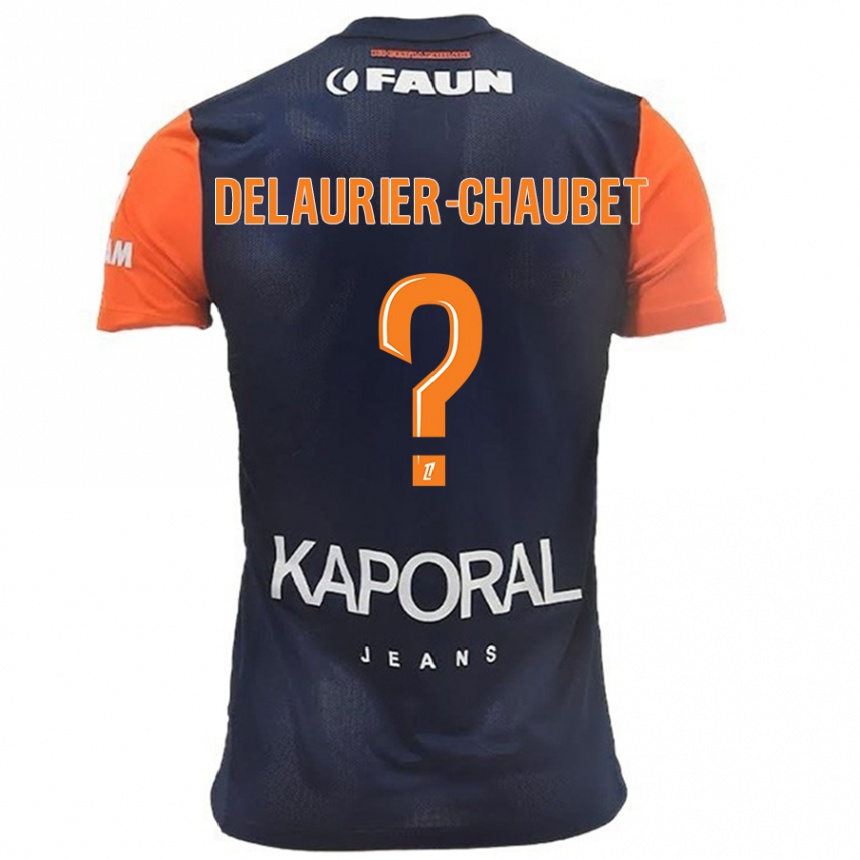 Kids Football Tom Delaurier-Chaubet #0 Navy Blue Orange Home Jersey 2024/25 T-Shirt Uk