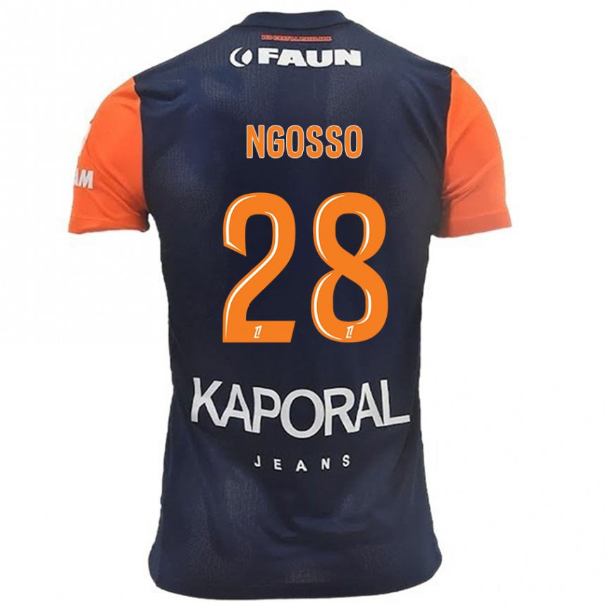 Kids Football Glenn Ngosso #28 Navy Blue Orange Home Jersey 2024/25 T-Shirt Uk